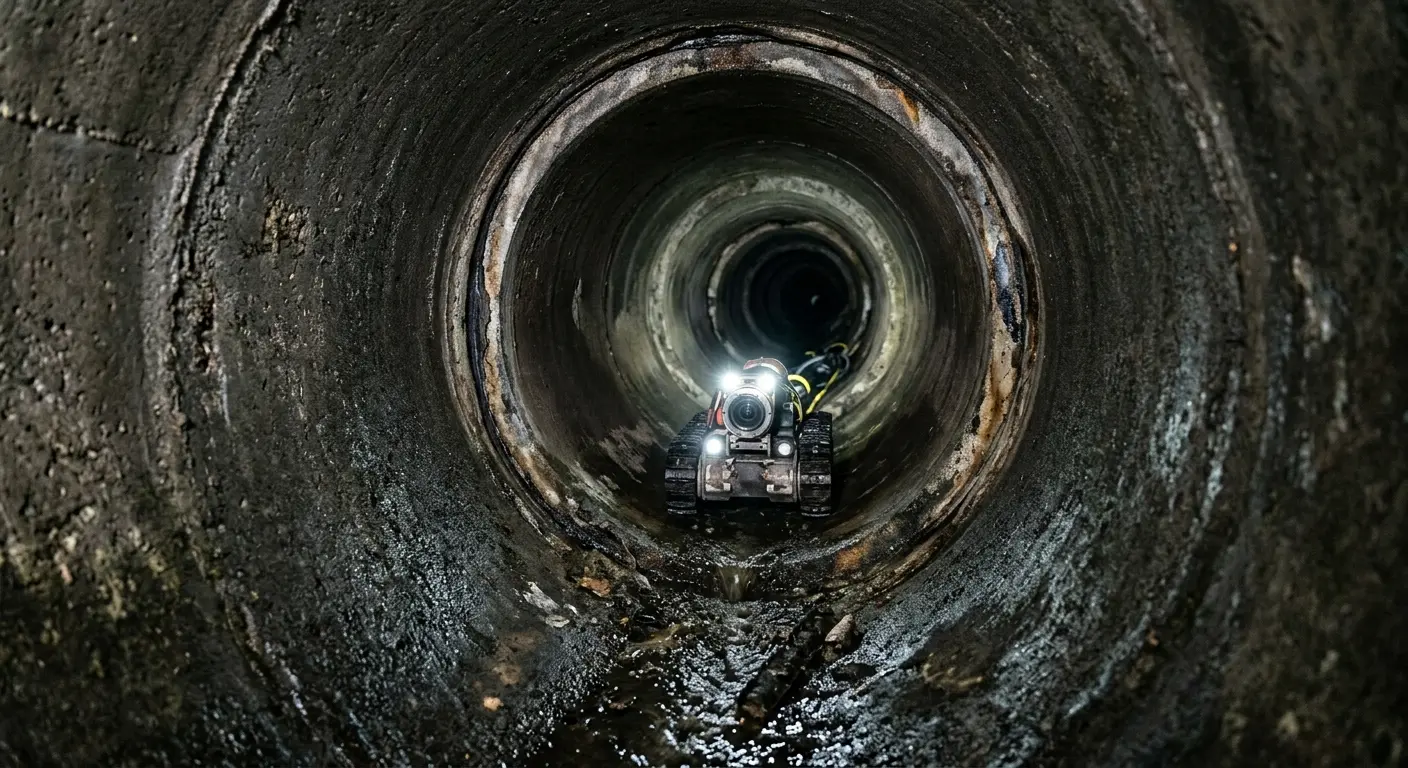 Robotic sewer camera inspecting pipe interior for Sewer Line Repair in Madison